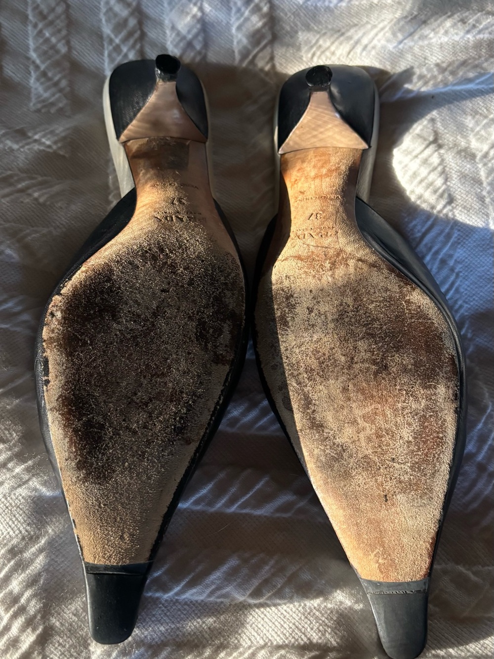 Prada Black Leather Woven Pointed-Toe Mules - Picture 2 of 4